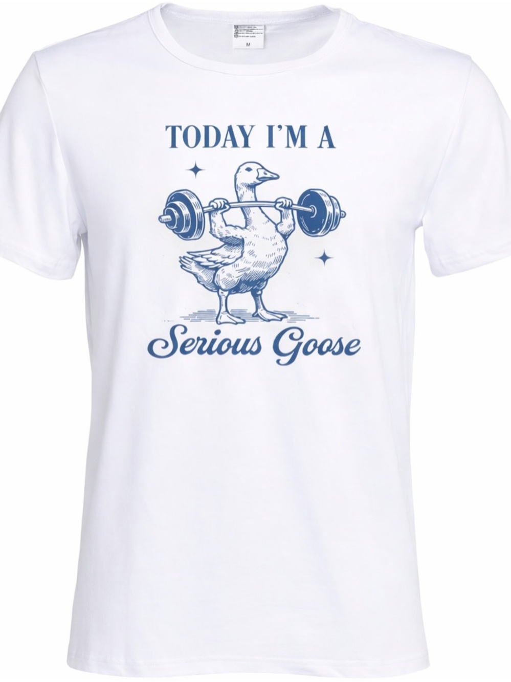 Serious Goose Funny Gym Shirt White Graphic Tee Cute Workout Top